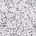 White square acrylic alphabet beads with black letters for DIY jewelry making sets - Alphabet Beads / 6x6mm Hole 4mm 100 Pieces/Pack / White with Black Letters
