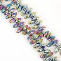 Rainbow plated faceted glass crystal teardrop beads for DIY jewelry making and crafts - 6×12mm 50 Pcs/Pack / Colorful Plated