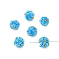 Perles en verre bleu clair fait main avec motifs de pétales pour création de bijoux DIY - 12mm (1 Pièce) / Bleu ciel