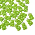 Transparent grass green resin gummy bear charms with metal loops for DIY jewelry making - Green