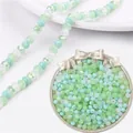 Perles de verre cristal facettées 6mm vert menthe et irisées pour bijoux DIY - 100 Pièces/Paquet (Diamètre 6mm) / Gazon Vert