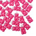 Transparent rose pink resin bear charms with silver rings for DIY jewelry making - Rose Red