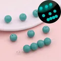 Luminous turquoise glass beads for DIY jewelry making with a glow-in-the-dark finish - Small Size Style (BBD204) / Malachite green