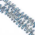 Blue faceted horse-eye glass crystal beads with metallic luster for DIY jewelry making - 6×12mm 50 Pcs/Pack / Plated Ink Blue