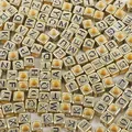 Golden square acrylic alphabet beads with black letters for DIY jewelry making - Alphabet Beads / 6x6mm Hole 4mm 100 Pieces/Pack / Antique Gold Letter Beads
