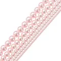Pale pink faux pearl beads in gradient sizes with a smooth glossy finish for DIY jewelry - 3mm Dia. 1mm Hole 1 Strand/Pack (Approx 140 Pcs) / Pink (Artificial Pearl)