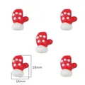 Christmas snowman glove charm 18x14mm red and white glazed glass bead for DIY jewelry - Christmas Mittens / 2mm Hole (1 Piece/Pack)