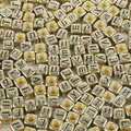 Golden acrylic square beads with Russian letters for DIY handmade jewelry crafts - Russian Alphabet Beads / 6x6mm Hole 4mm 100 Pieces/Pack / Antique Gold Russian Letters