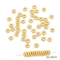 Cuentas espaciadoras planas bañadas en oro de 14K para joyas, 5x1,8mm con acabado espejo - Cuenta Plana (Estilo #03) / 10 Piezas (5x1.8mm) / Chapado en oro 14K