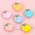DIY peach shaped acrylic beads in assorted colors with green leaves for jewelry making - Peach / 4 Pieces / Multicolor