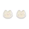 Cute cream cat-shaped acrylic beads with heart details for DIY jewelry making - 5 Pieces/Pack / White