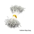 Silberne gefrostete Kunstblütenstempel 1x60mm für DIY Haarnadeln 90 Stück pro Beutel - Lange Mattierte Zucker-Blumenstaubblätter / 1x60mm (90 Stück/Packung) / Silber