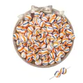 DIY ceramic beads with orange and blue spiral stripes in a vintage silver jewelry tray - 10mm (2 Pieces/Pack) / Blue Orange