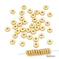 Cuentas espaciadoras planas de latón bañado en oro de 14K 6x2mm para pulseras de bricolaje - Lámina Delgada (Estilo #11)