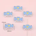 Light blue candy-shaped acrylic bead with yellow heart for DIY jewelry making - Candy / 4 Pieces/Pack (26x13mm) / Blue