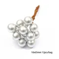 Silberne matte künstliche Beerenstiele mit gedrehtem Draht für Bastelarbeiten und Schmuck - Einseitige Beere (10mm)