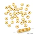 Cuentas espaciadoras planas bañadas en oro 14K de 7x2.2mm para creación de joyas y pulseras - Lámina Delgada (Estilo #13)