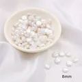 Perles plates rondes 8mm en ABS blanc brillant pour la fabrication de bijoux DIY - Petit Rond Plat / Ensemble de 20 Pièces