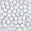 Silver grey iridescent acrylic beads with smooth pearl finish for DIY jewelry making - 4mm (Hole 1mm) Approx 200pcs / White