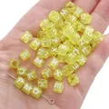 Transparent yellow acrylic square letter beads for DIY jewelry making and kids crafts - Alphabet Beads / 6x6mm Hole 4mm 100 Pieces/Pack / Transparent Yellow with White Letters