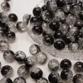 Handgemaakte gebarsten glazen kralen in zwart en transparant voor DIY-sieraden - Diameter 10mm (ca. 30 stuks) / Zwart Transparant Crackle (Nr.2)