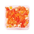 DIY jewelry kit with orange acrylic beads and coral accents in a clear storage box - Orange-Red / Net Weight 50g (With Box)