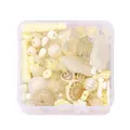 DIY jewelry kit with cream acrylic beads and mixed shapes in a clear storage box - Beige Series / Net Weight 50g (With Box)