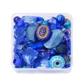 Assorted blue acrylic DIY jewelry beads kit in a transparent square storage box - Royal Blue Series / Net Weight 50g (With Box)