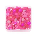 Kit de perles en acrylique rose en boîte transparente pour bijoux et chaînes de téléphone - Série Rouge Rose / Poids Net 50g (Avec Boîte)