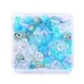 Kit de perles acryliques bleues pour bijoux DIY avec boîte de rangement - Série Bleu Lac / Poids Net 50g (Avec Boîte)