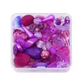 Kit de perles en acrylique violettes et magenta en boîte pour bijoux faits main - Série Violette / Poids Net 50g (Avec Boîte)