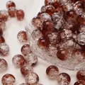 Donkerrode en heldere glazen crackle kralen voor handgemaakte DIY sieraden maken - Diameter 10mm (ca. 30 stuks) / Donker Roodbruin (Nr.4)