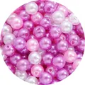 Mezcla de perlas ABS rosas y púrpuras con agujeros para joyería DIY y accesorios de pelo - 8mm, aprox. 100 unidades/paquete / Púrpura Claro, Rosa y Blanco Mezcla de 3 Colores