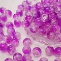 Paarse glaskralen met crackle-effect en ijstextuur voor DIY-sieraden maken - Donkerviolet (Nr.17)