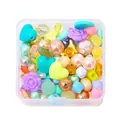 Kit de perles en acrylique colorées en boîte transparente pour création de bijoux DIY - Couleurs de Bonbons / Poids Net 50g (Avec Boîte)