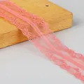 Coral orange polyester lace trim with delicate floral pattern for DIY hair accessories - Rose Pink