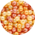 DIY jewelry beads in glossy warm shades of orange and pink with pre-drilled holes - 8mm, Approx. 100 Pcs/Pack / Orange Pink, Light Coffee and Apricot 3-Color Mix