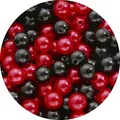 DIY jewelry beads with red and black round ABS faux pearls for handmade bracelet crafts - 8mm, Approx. 100 Pcs/Pack / Black and Red 2-Color Mix