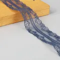 Deep blue 4cm polyester lace ribbon with floral pattern for DIY hair accessories - Navy Blue