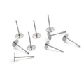 Acht silberne Edelstahl-Ohrstecker mit flachem Kopf für DIY-Schmuckherstellungszubehör - 5x12mm / Silber