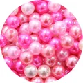 Mix of magenta and pearl pink ABS imitation pearls with holes for DIY jewelry making - 8mm, Approx. 100 Pcs/Pack / Pink, Soft Pink, Deep Pink and Beige 4-Color Mix