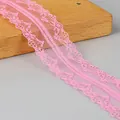 Pink 4cm polyester lace trim with delicate hollow woven texture for DIY hair accessories - Light Rose Red