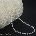 Catena di perle avorio 4mm a doppia fila su rocchetto per decorazioni nuziali e capelli - Catena di Perle Artificiali Tonde / 4mm (5 Metri/Confezione) / Bianco latte