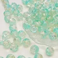 Muntgroene en gele crackle glaskralen voor doe-het-zelf sieraden en handwerk - Groen Geel Verloop (Nr.12)
