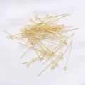 Macro shot of 14K gold plated eye pins for handmade jewelry DIY earring materials - 0.7x20mm (50 Pcs/Pack) / 14K Gold Plated