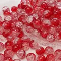 Rode en heldere craquelé glaskralen met interne gebarsten textuur voor DIY sieraden - Rood Crackle (Nr.19)