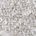 Cuentas espaciadoras plateadas con diamantes de imitación para creación de joyería - Diámetro 4mm / Plata con diamantes de imitación blancos