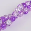 8mm purple and clear cracked glass beads with ice flower texture for DIY jewelry making - Diameter 4mm (Approx. 100 Pcs) / Purple