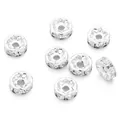 Silver plated rhinestone rondelle spacer beads for DIY jewelry bracelet making - 10pcs/Pack / Electroplated Silver 5mm (1mm Hole)