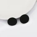 Pair of minimalist black flocked round stud earrings for DIY jewelry making accessories - 25mm / Black